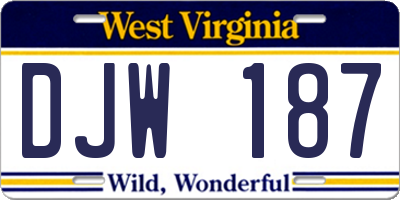 WV license plate DJW187
