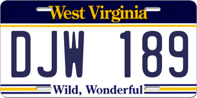 WV license plate DJW189