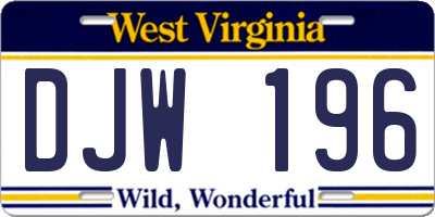 WV license plate DJW196