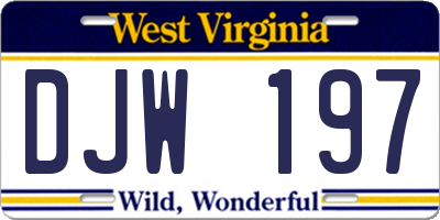 WV license plate DJW197
