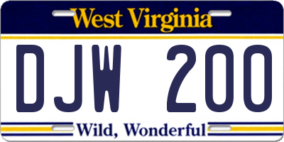 WV license plate DJW200