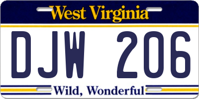 WV license plate DJW206