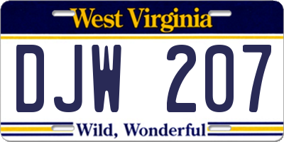 WV license plate DJW207