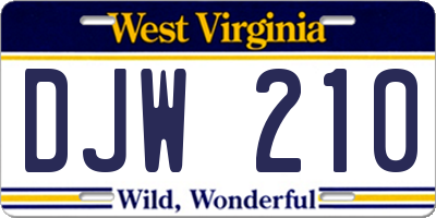 WV license plate DJW210