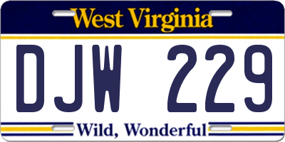 WV license plate DJW229