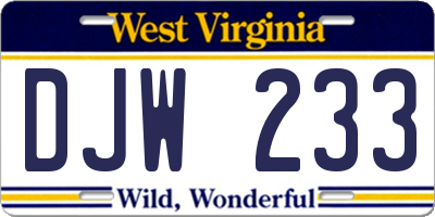 WV license plate DJW233