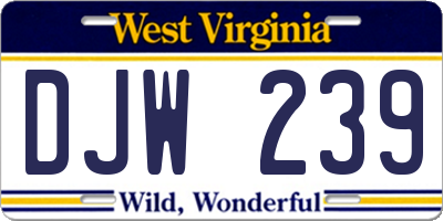 WV license plate DJW239