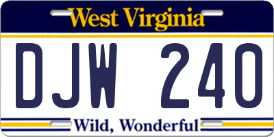 WV license plate DJW240