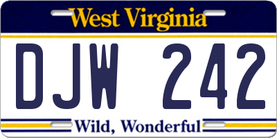 WV license plate DJW242