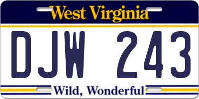 WV license plate DJW243