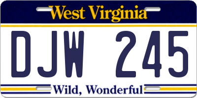 WV license plate DJW245