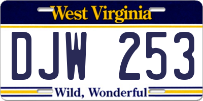 WV license plate DJW253
