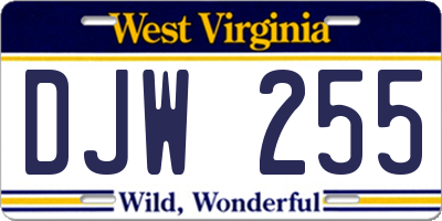 WV license plate DJW255