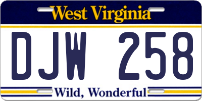 WV license plate DJW258