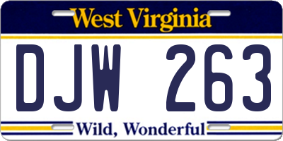 WV license plate DJW263