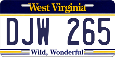 WV license plate DJW265
