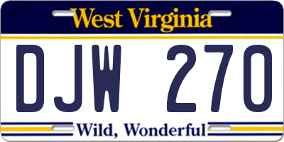 WV license plate DJW270