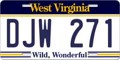 WV license plate DJW271