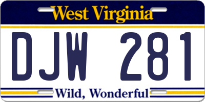 WV license plate DJW281