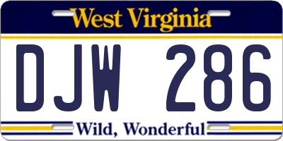 WV license plate DJW286