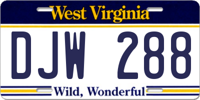 WV license plate DJW288
