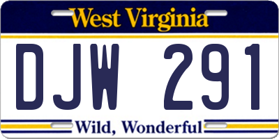 WV license plate DJW291
