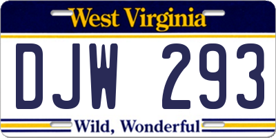 WV license plate DJW293