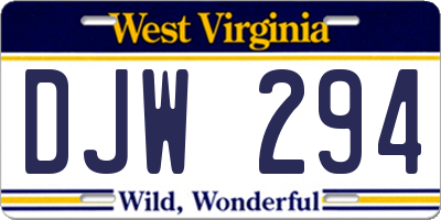 WV license plate DJW294