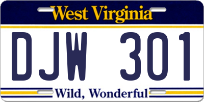 WV license plate DJW301