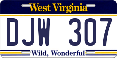 WV license plate DJW307