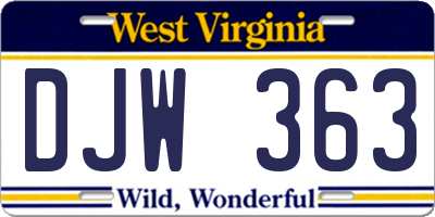 WV license plate DJW363