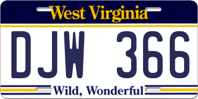 WV license plate DJW366