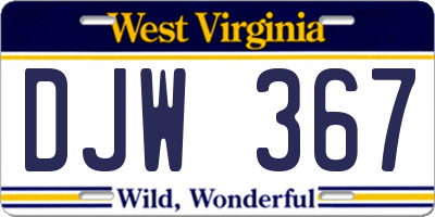 WV license plate DJW367