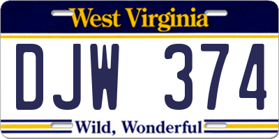 WV license plate DJW374
