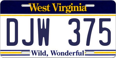 WV license plate DJW375