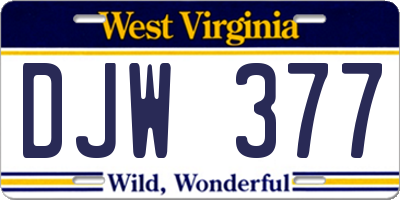WV license plate DJW377