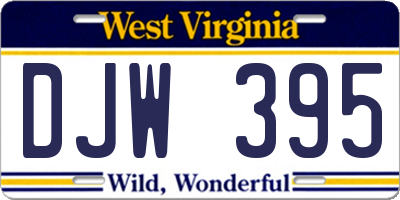 WV license plate DJW395