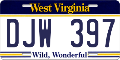 WV license plate DJW397