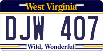 WV license plate DJW407