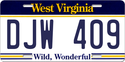 WV license plate DJW409