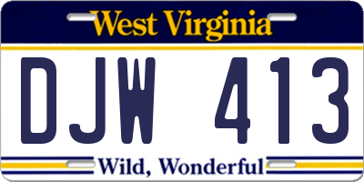 WV license plate DJW413