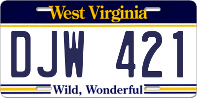 WV license plate DJW421