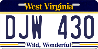 WV license plate DJW430