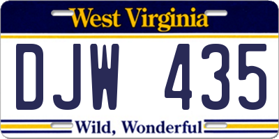 WV license plate DJW435
