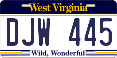 WV license plate DJW445