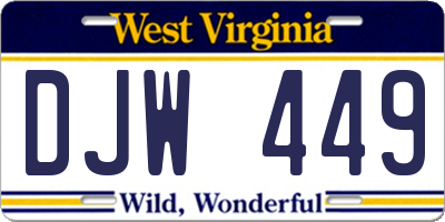 WV license plate DJW449