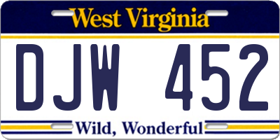WV license plate DJW452