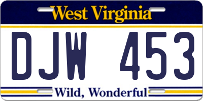 WV license plate DJW453