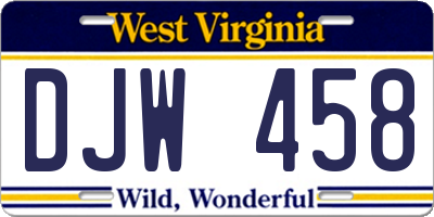 WV license plate DJW458