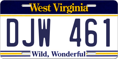 WV license plate DJW461